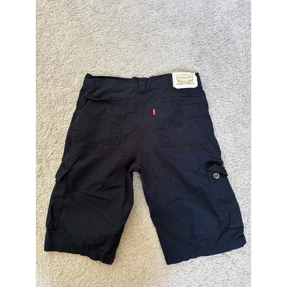 Levis Kids Black Cargo Shorts Size 16 Regular W28 Cotton Ripstop Multi Pocket